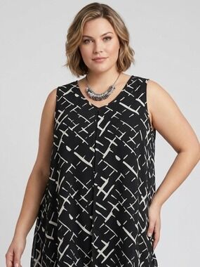 🥰 CLEARANCE - LILY MORGAN Black White Sleeveless Ladybug Top 1X